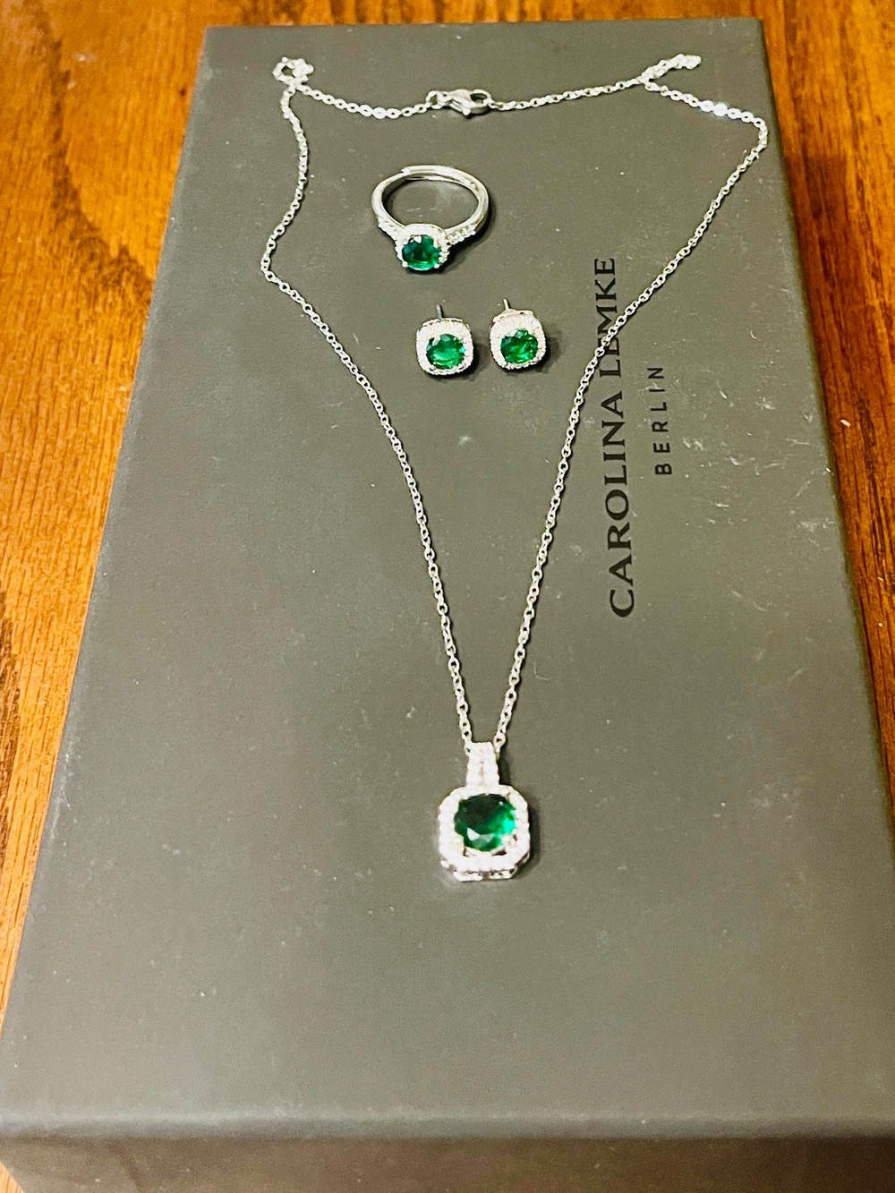Emerald Green Necklace, Ring & Earring Set